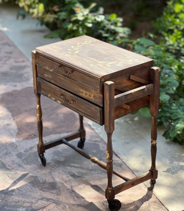Vintage Sewing Table with Fold-Out Storage